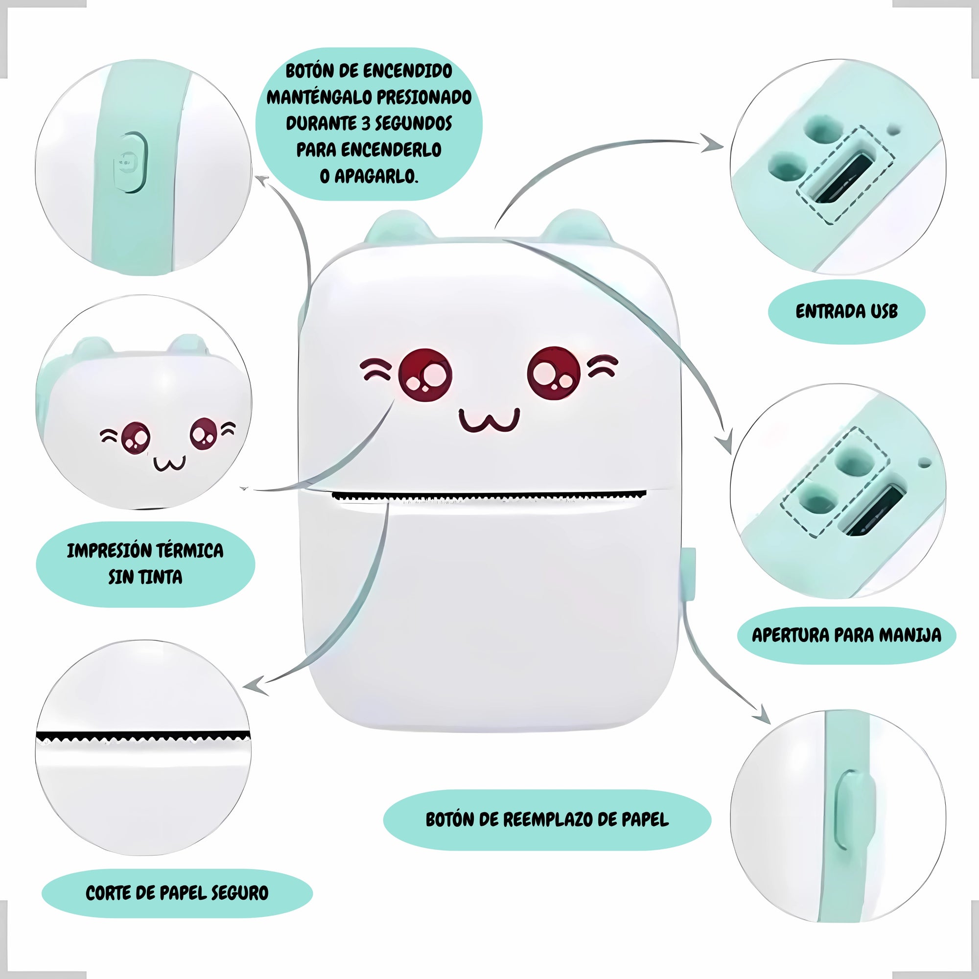 Mini impresora térmica portátil